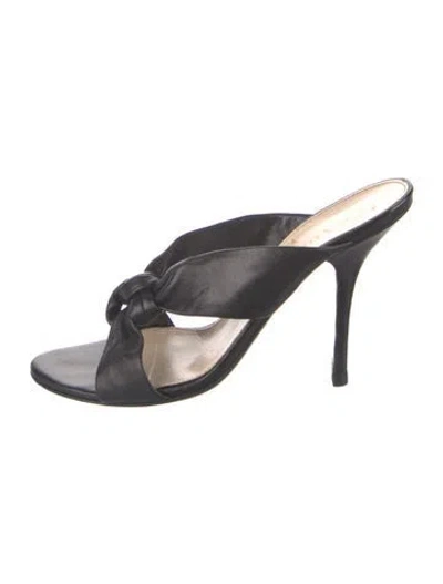 Pre-owned Prada Leather Slides In Black