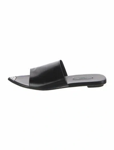 Pre-owned Prada Leather Slides In Black