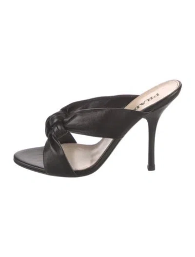 Pre-owned Prada Leather Slides In Black