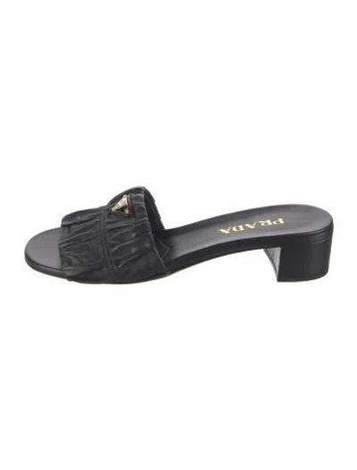 Pre-owned Prada Leather Slides In Black