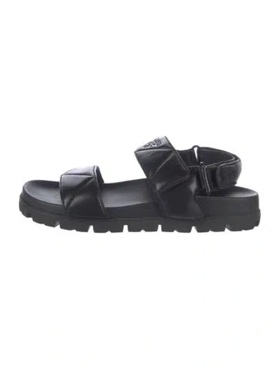 Pre-owned Prada Leather Slides In Black