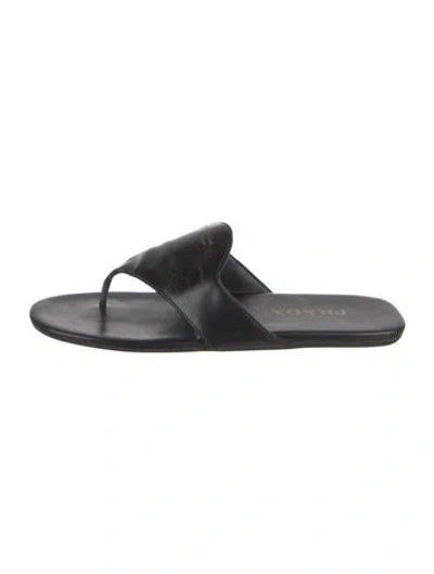 Pre-owned Prada Leather Slides In Black