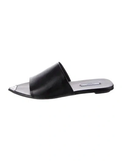 Pre-owned Prada Leather Slides In Black