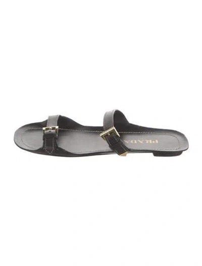 Pre-owned Prada Leather Slides In Black