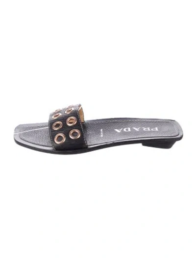 Pre-owned Prada Leather Slides In Black