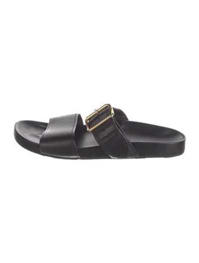 Pre-owned Prada Leather Slides In Black