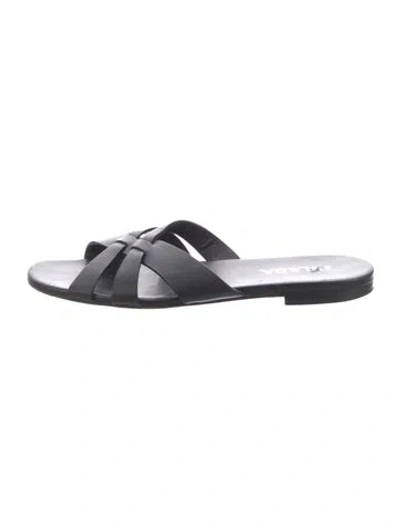Pre-owned Prada Leather Slides In Black