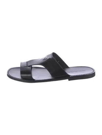 Pre-owned Prada Leather Slides In Black