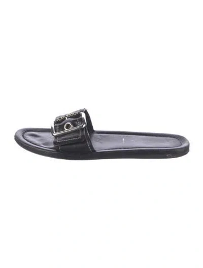Pre-owned Prada Leather Slides In Black