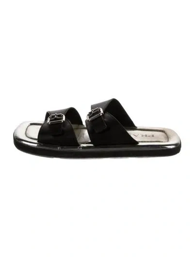 Pre-owned Prada Leather Slides In Black