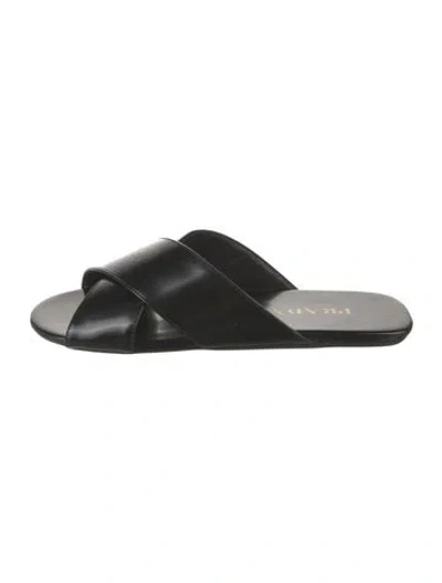 Pre-owned Prada Leather Slides In Black