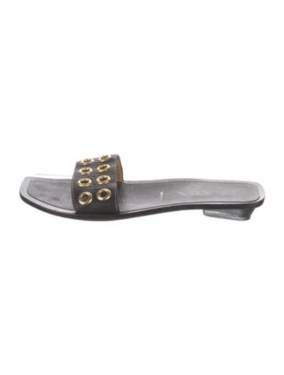 Pre-owned Prada Leather Slides In Black