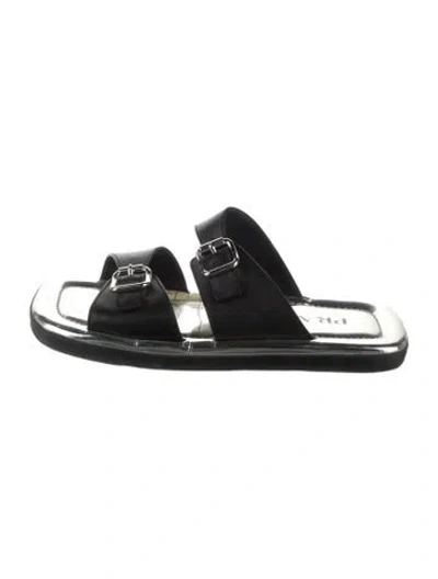 Pre-owned Prada Leather Slides In Black