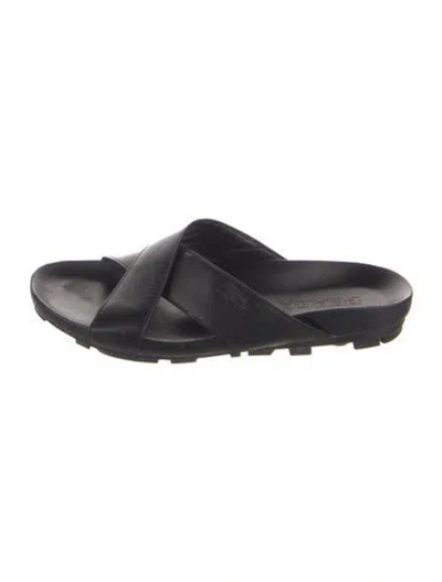 Pre-owned Prada Leather Slides In Black