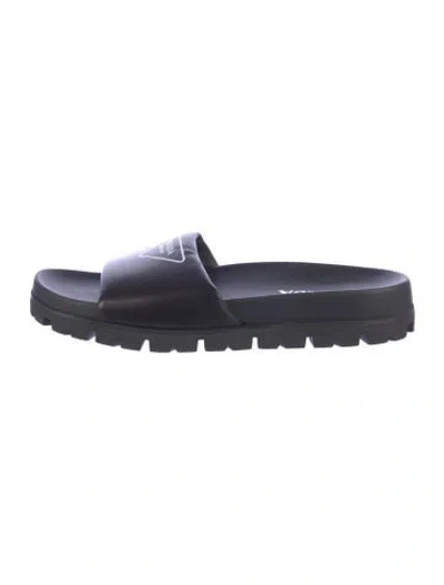 Pre-owned Prada Leather Slides In Black