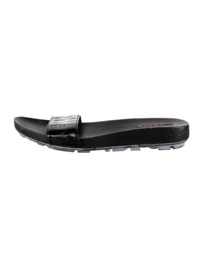 Pre-owned Prada Leather Slides In Black