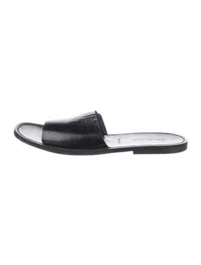 Pre-owned Prada Leather Slides In Black