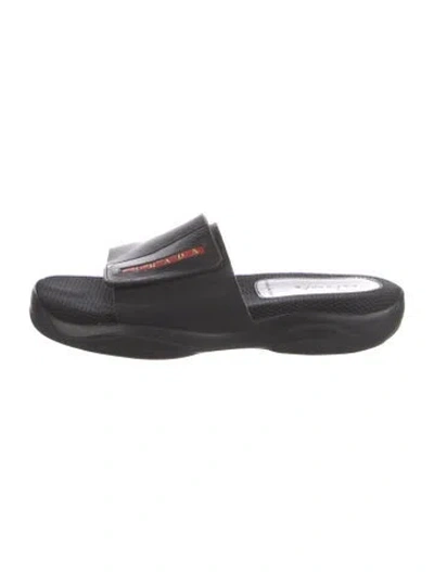 Pre-owned Prada Leather Slides In Black