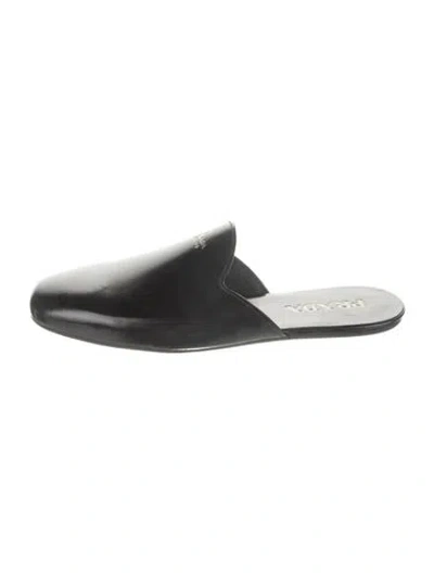 Pre-owned Prada Leather Slides In Black