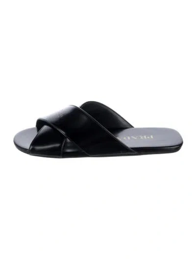 Pre-owned Prada Leather Slides In Black