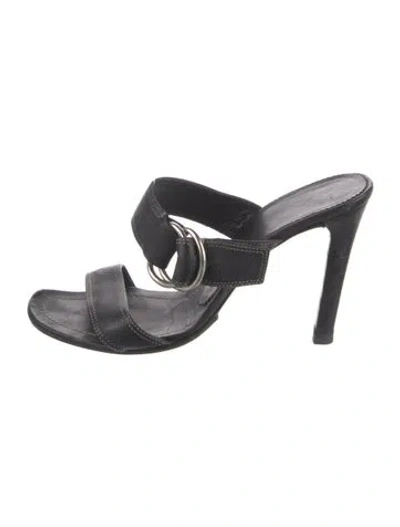 Pre-owned Prada Leather Slides In Black