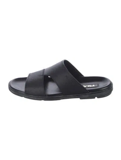 Pre-owned Prada Leather Slides In Black