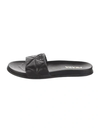 Pre-owned Prada Leather Slides In Black