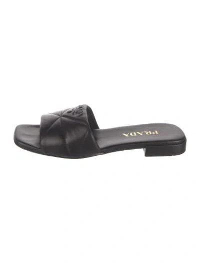 Pre-owned Prada Leather Slides In Black