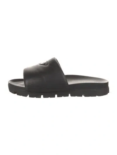 Pre-owned Prada Leather Slides In Black