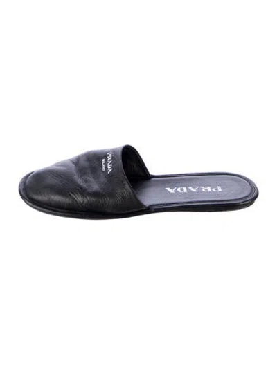 Pre-owned Prada Leather Slides In Black