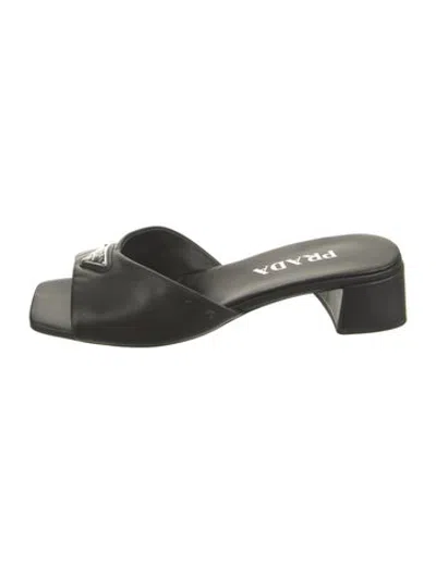 Pre-owned Prada Leather Slides In Black