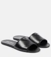 Prada Leather Slides In Black