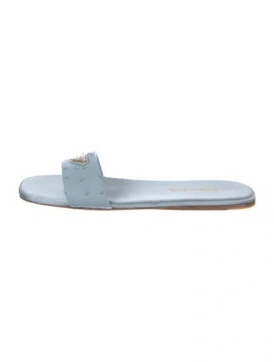 Pre-owned Prada Leather Slides In Blue