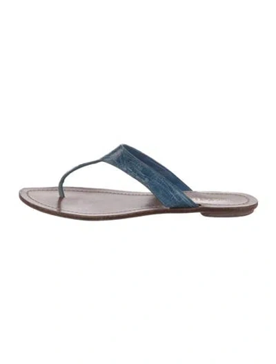 Pre-owned Prada Leather Slides In Blue