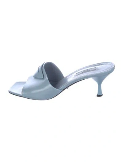 Pre-owned Prada Leather Slides In Blue