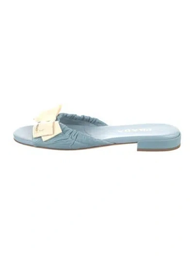 Pre-owned Prada Leather Slides In Blue