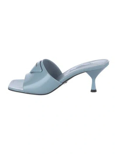 Pre-owned Prada Leather Slides In Blue