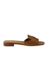 Prada Triangle-logo Leather Sandals In Brown