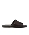 Prada Leather Slides In Brown