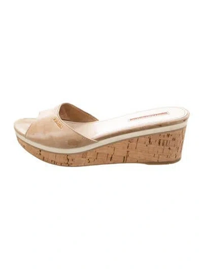 Pre-owned Prada Leather Slides In Brown