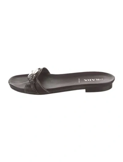 Pre-owned Prada Leather Slides In Brown