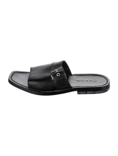 Pre-owned Prada Leather Slides In Brown