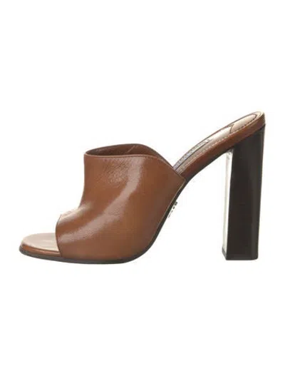 Pre-owned Prada Leather Slides In Brown