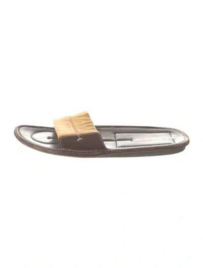 Pre-owned Prada Leather Slides In Green
