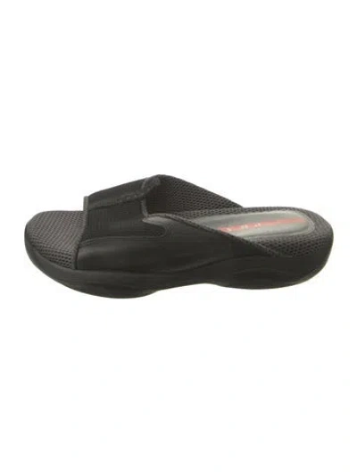 Pre-owned Prada Leather Slides In Green