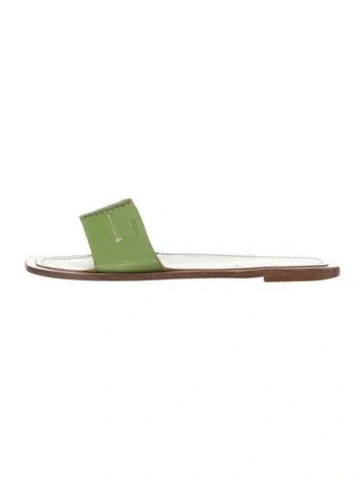Pre-owned Prada Leather Slides In Green