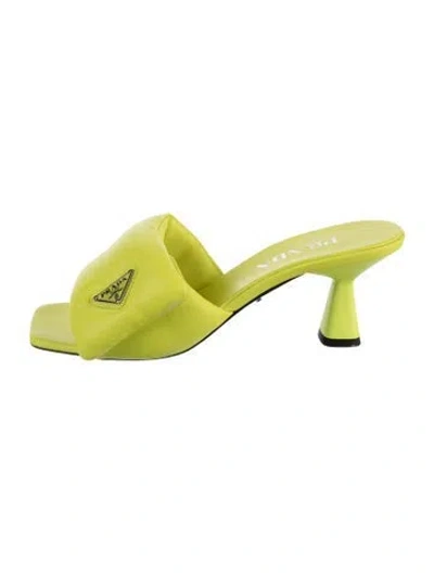 Pre-owned Prada Leather Slides In Green