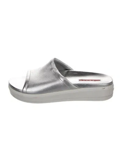 Pre-owned Prada Leather Slides In Multi