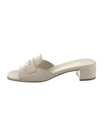 Pre-owned Prada Leather Slides In Neutral