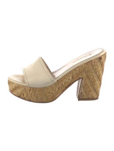 Pre-owned Prada Leather Slides In Neutral